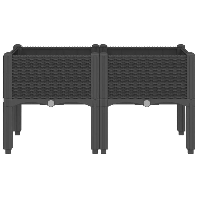 Vidaxl plantenbak met poten 80x40x42 cm polypropeen zwart
