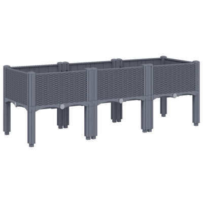 Vidaxl plantenbak met poten 120x40x42 cm polypropeen blauwgrijs