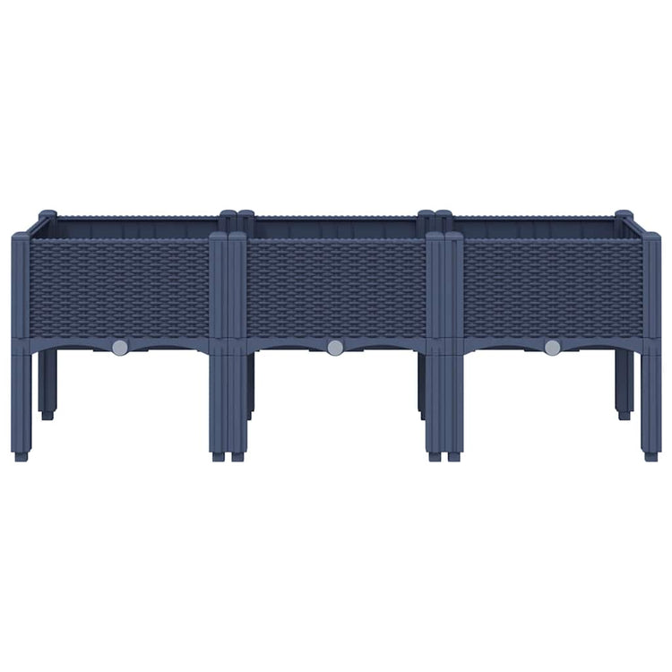 Vidaxl plantenbak met poten 120x40x42 cm polypropeen blauwgrijs