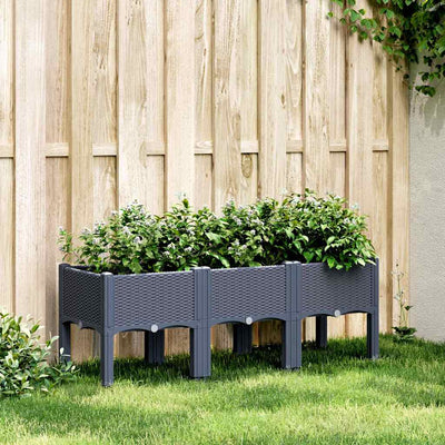 Vidaxl plantenbak met poten 120x40x42 cm polypropeen blauwgrijs