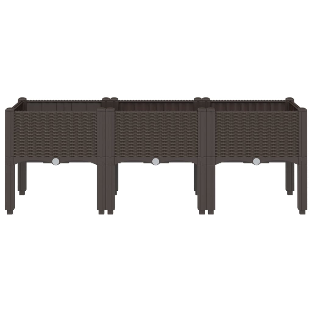 Vidaxl plantenbak met poten 120x40x42 cm polypropeen bruin