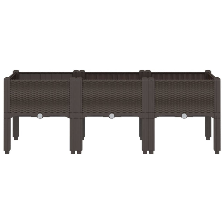 Vidaxl plantenbak met poten 120x40x42 cm polypropeen bruin