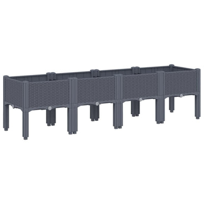 Vidaxl plantenbak met poten 160x40x42 cm polypropeen blauwgrijs