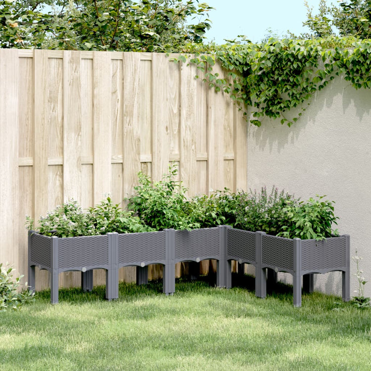 Vidaxl plantenbak met poten 160x120x42 cm polypropeen blauwgrijs