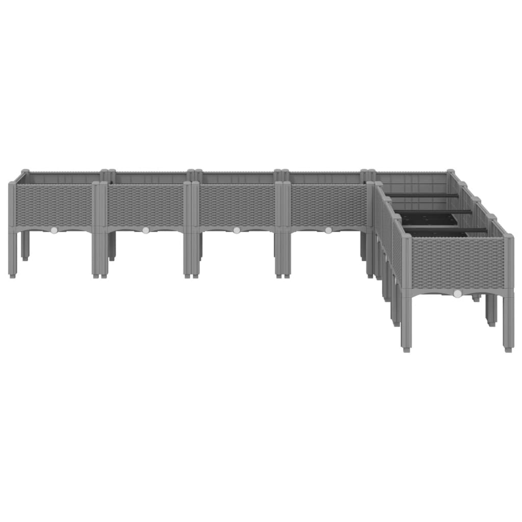 Vidaxl plantenbak met poten 200x160x42 cm polypropeen lichtgrijs