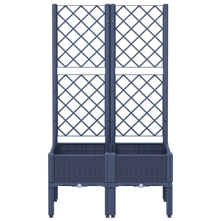 Vidaxl plantenbak met latwerk 80x40x142 cm polypropeen blauwgrijs