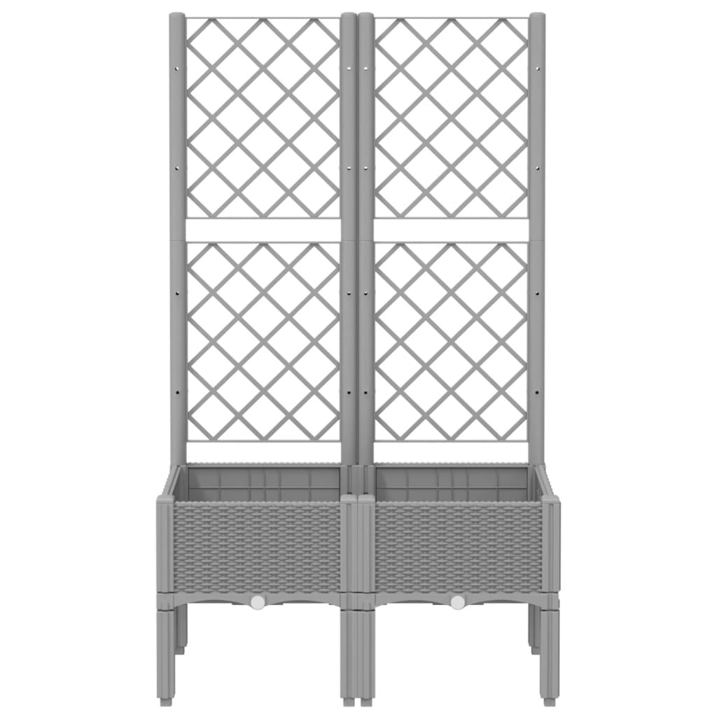 Vidaxl plantenbak met latwerk 80x40x142 cm polypropeen lichtgrijs