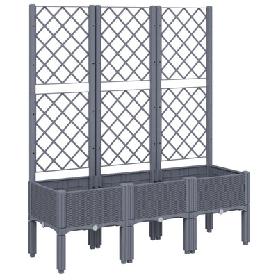 Vidaxl plantenbak met latwerk 120x40x142 cm polypropeen blauwgrijs