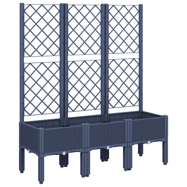 Vidaxl plantenbak met latwerk 120x40x142 cm polypropeen blauwgrijs