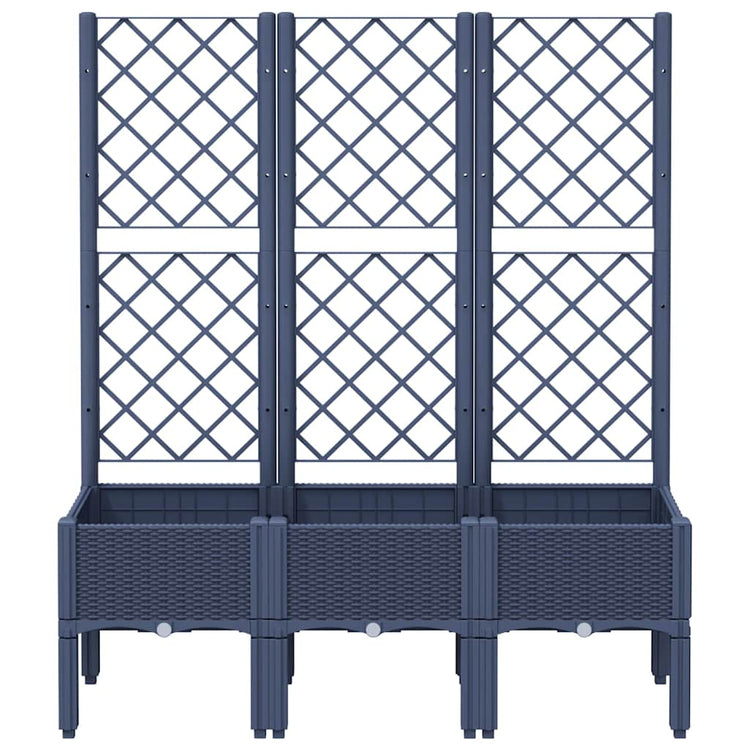 Vidaxl plantenbak met latwerk 120x40x142 cm polypropeen blauwgrijs