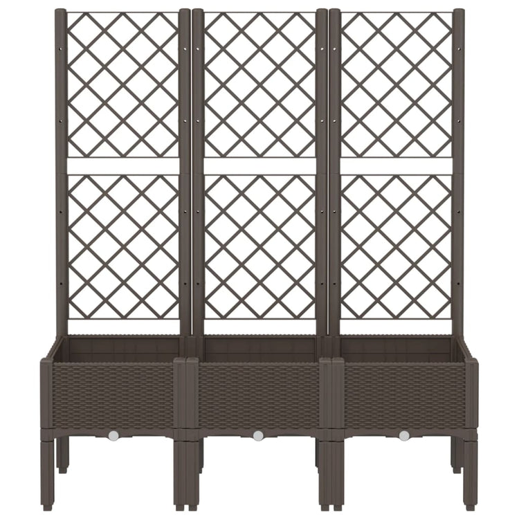 Vidaxl plantenbak met latwerk 120x40x142 cm polypropeen bruin