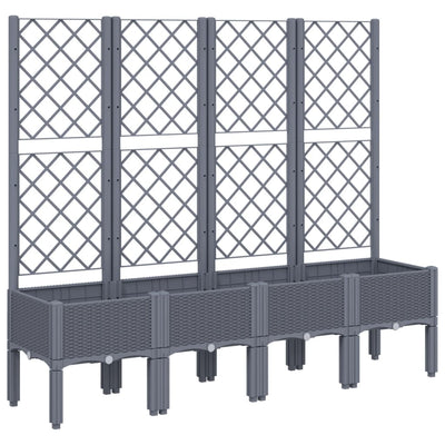 Vidaxl plantenbak met latwerk 160x40x142 cm polypropeen blauwgrijs