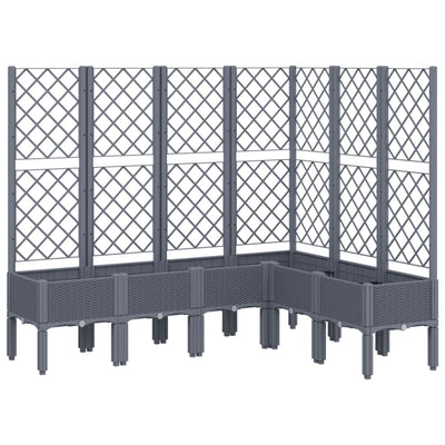 Vidaxl plantenbak met latwerk 160x120x142 cm polypropeen blauwgrijs