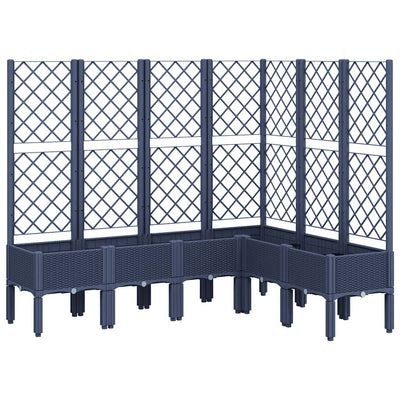 Vidaxl plantenbak met latwerk 160x120x142 cm polypropeen blauwgrijs