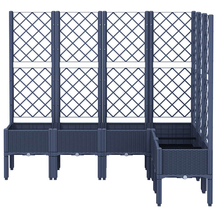 Vidaxl plantenbak met latwerk 160x120x142 cm polypropeen blauwgrijs