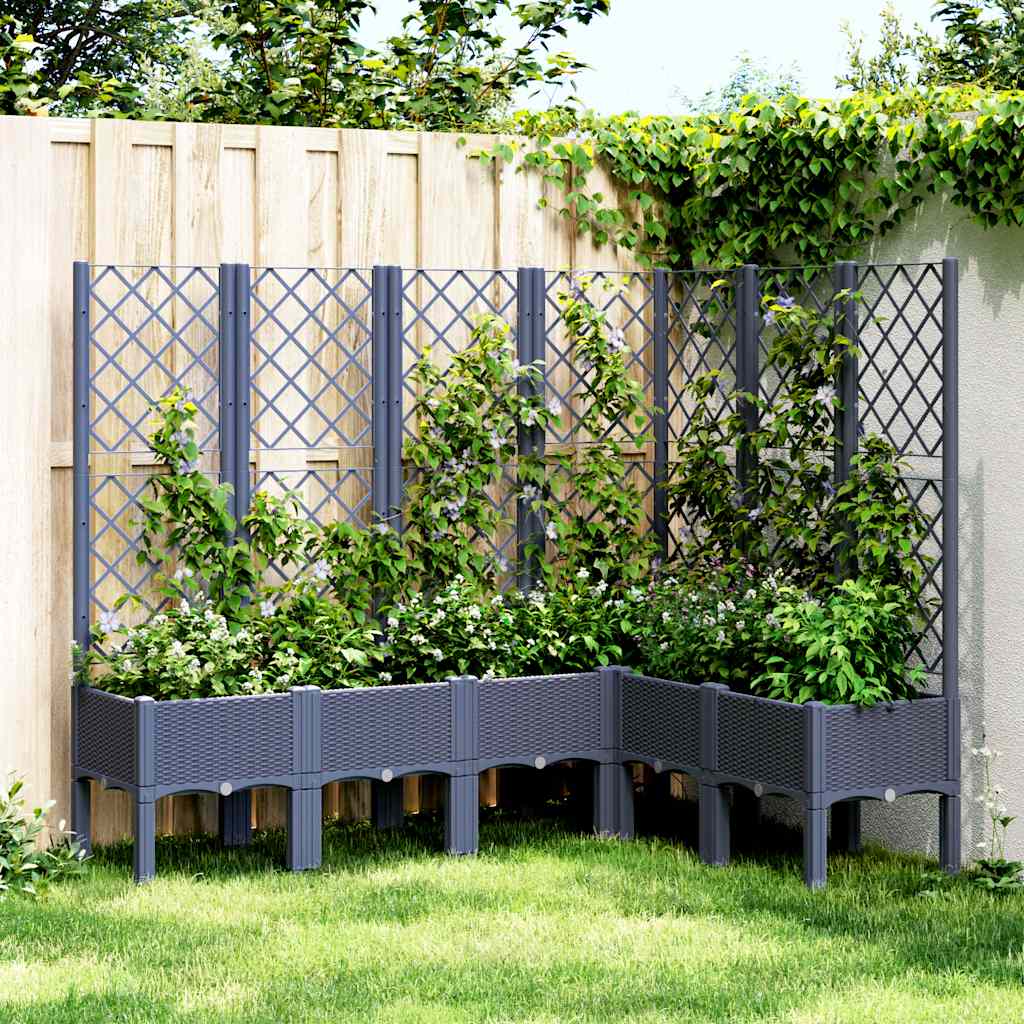 Vidaxl plantenbak met latwerk 160x120x142 cm polypropeen blauwgrijs