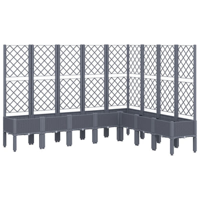 Vidaxl plantenbak met latwerk 200x160x142 cm polypropeen blauwgrijs
