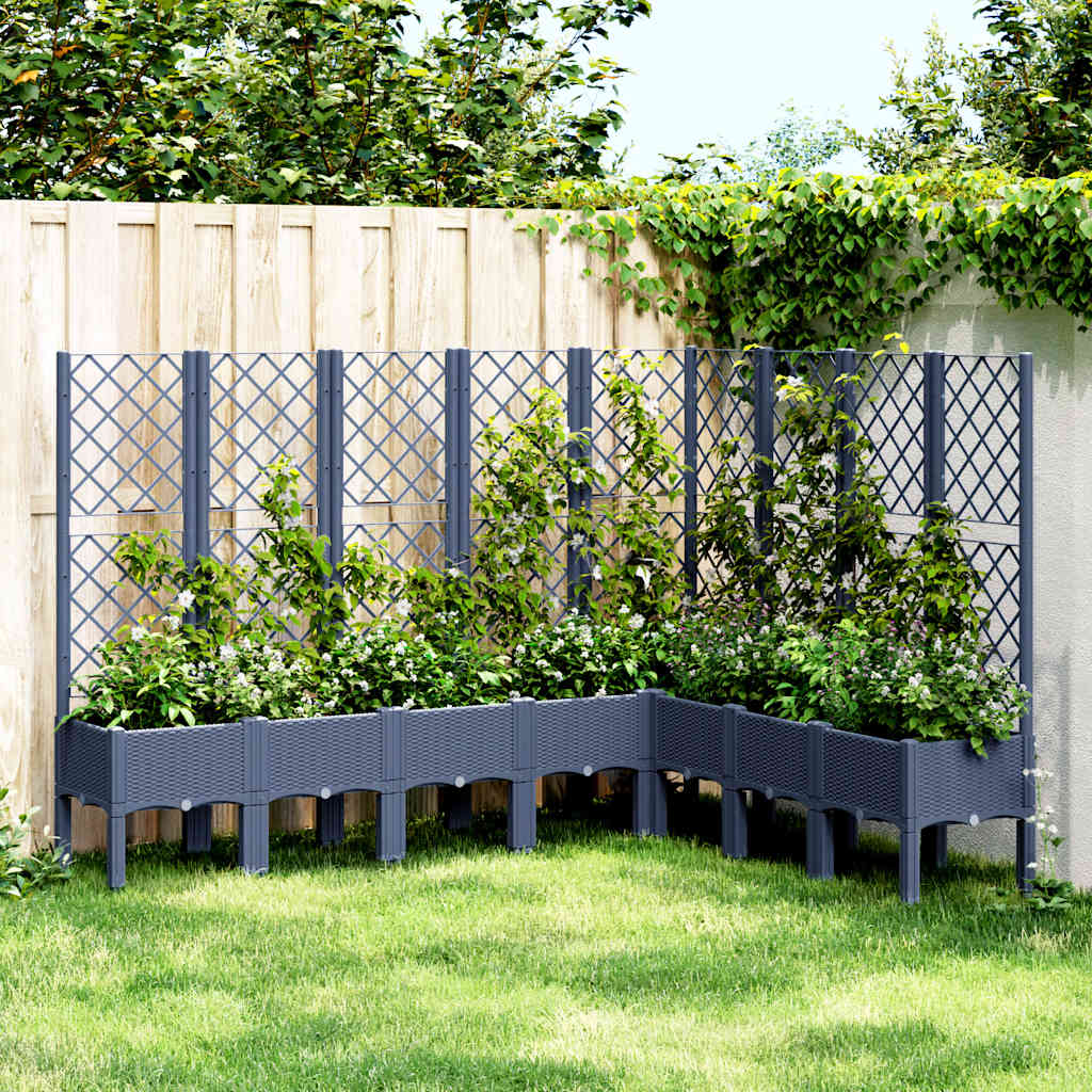 Vidaxl plantenbak met latwerk 200x160x142 cm polypropeen blauwgrijs