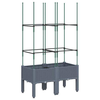 Vidaxl plantenbak met latwerk 80x40x142,5 cm polypropeen blauwgrijs