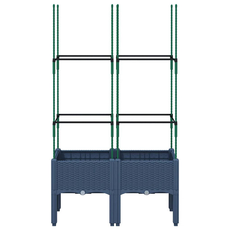 Vidaxl plantenbak met latwerk 80x40x142,5 cm polypropeen blauwgrijs