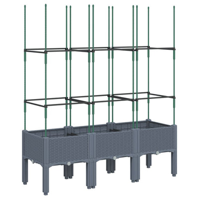 Vidaxl plantenbak met latwerk 120x40x142,5 cm polypropeen blauwgrijs