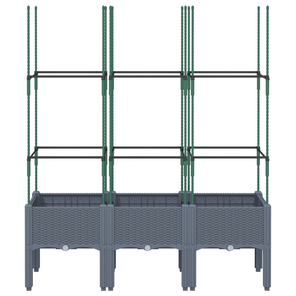 Vidaxl plantenbak met latwerk 120x40x142,5 cm polypropeen grijs