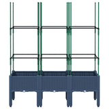 Vidaxl plantenbak met latwerk 120x40x142,5 cm polypropeen blauwgrijs - afbeelding 3