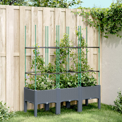 Vidaxl plantenbak met latwerk 120x40x142,5 cm polypropeen grijs