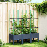 Vidaxl plantenbak met latwerk 120x40x142,5 cm polypropeen blauwgrijs - afbeelding 1