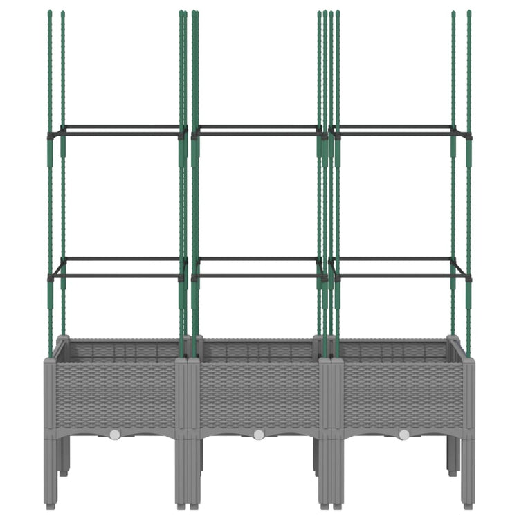 Vidaxl plantenbak met latwerk 120x40x142,5 cm polypropeen lichtgrijs
