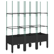 Vidaxl plantenbak met latwerk 120x40x142,5 cm polypropeen zwart - afbeelding 2