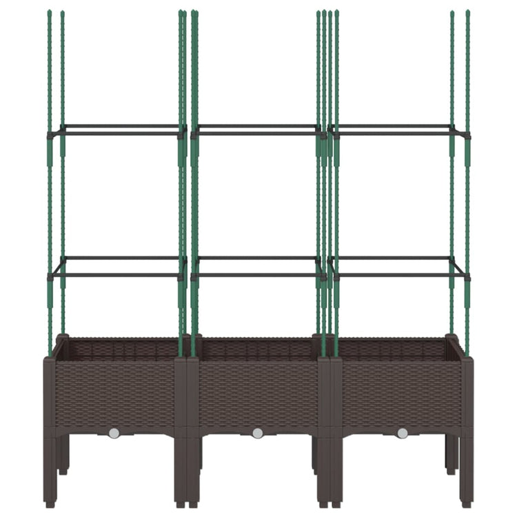 Vidaxl plantenbak met latwerk 120x40x142,5 cm polypropeen bruin