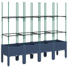 Vidaxl plantenbak met latwerk 160x40x142,5 cm polypropeen blauwgrijs
