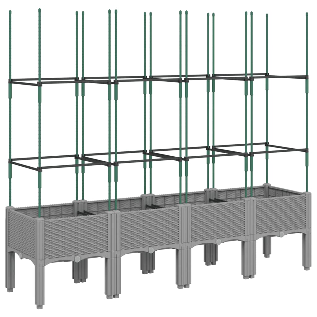 Vidaxl plantenbak met latwerk 160x40x142,5 cm polypropeen lichtgrijs