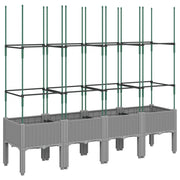 Vidaxl plantenbak met latwerk 160x40x142,5 cm polypropeen lichtgrijs - afbeelding 2