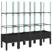 Vidaxl plantenbak met latwerk 160x40x142,5 cm polypropeen zwart - afbeelding 2