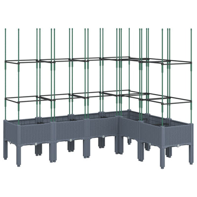Vidaxl plantenbak met latwerk 160x120x142,5 cm polypropeen blauwgrijs