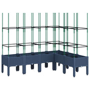 Vidaxl plantenbak met latwerk 160x120x142,5 cm polypropeen blauwgrijs - afbeelding 2