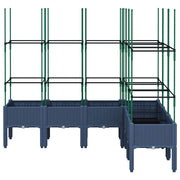 Vidaxl plantenbak met latwerk 160x120x142,5 cm polypropeen blauwgrijs - afbeelding 3