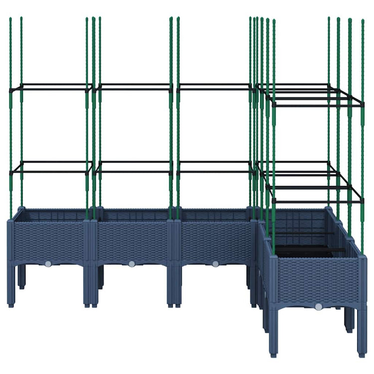 Vidaxl plantenbak met latwerk 160x120x142,5 cm polypropeen blauwgrijs