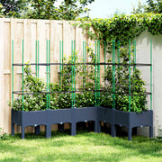 Vidaxl plantenbak met latwerk 160x120x142,5 cm polypropeen blauwgrijs - afbeelding 1