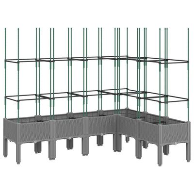 Vidaxl plantenbak met latwerk 160x120x142,5 cm polypropeen lichtgrijs