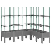 Vidaxl plantenbak met latwerk 160x120x142,5 cm polypropeen lichtgrijs - afbeelding 2