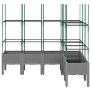 Vidaxl plantenbak met latwerk 160x120x142,5 cm polypropeen lichtgrijs - afbeelding 3