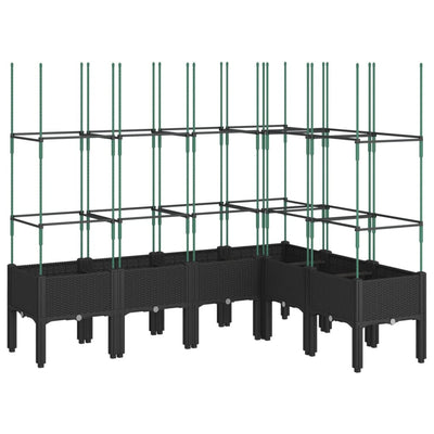Vidaxl plantenbak met latwerk 160x120x142,5 cm polypropeen zwart