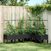 Vidaxl plantenbak met latwerk 160x120x142,5 cm polypropeen zwart - afbeelding 1