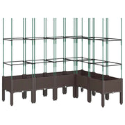 Vidaxl plantenbak met latwerk 160x120x142,5 cm polypropeen bruin - afbeelding 2