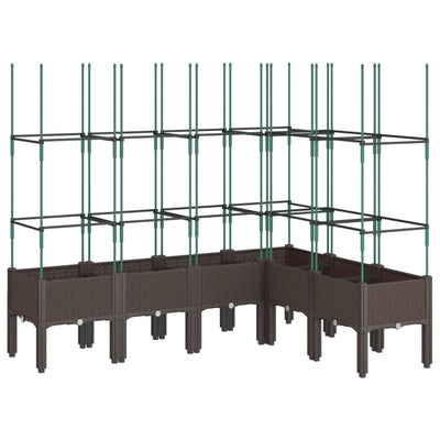 Vidaxl plantenbak met latwerk 160x120x142,5 cm polypropeen bruin