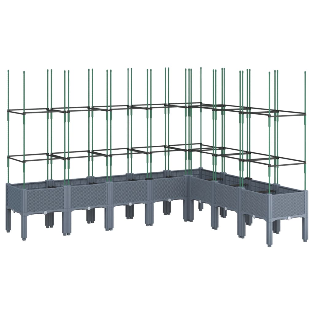 Vidaxl plantenbak met latwerk 200x160x142,5 cm polypropeen blauwgrijs