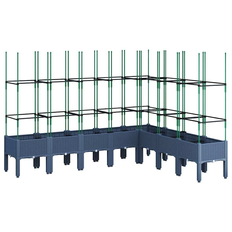 Vidaxl plantenbak met latwerk 200x160x142,5 cm polypropeen blauwgrijs